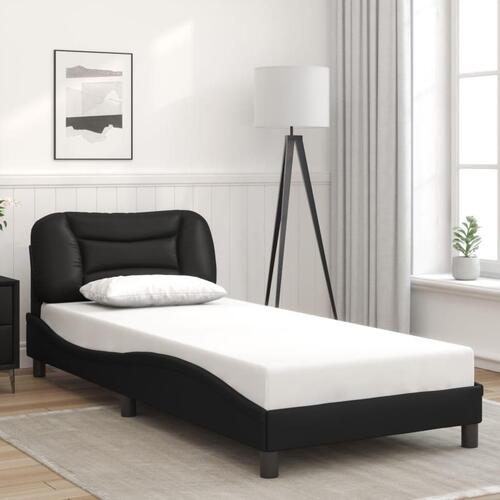 Sengeramme med LED-lys 90x190 cm kunstlæder sort