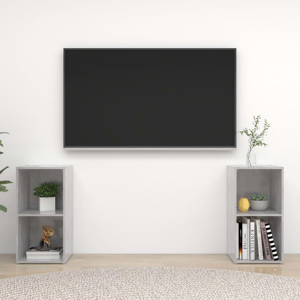 Tv-skabe 2 stk. 72x35x36,5 cm konstrueret træ betongrå