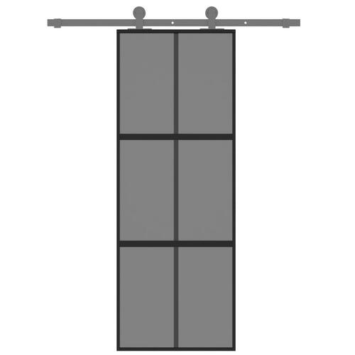 Skydedør 76x205 cm hærdet glas og aluminium sort