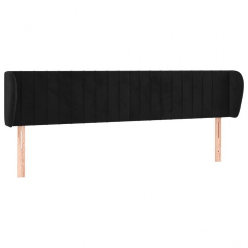Sengegavl med kanter i fløjl 183 x 23 x 78/88 cm - sort