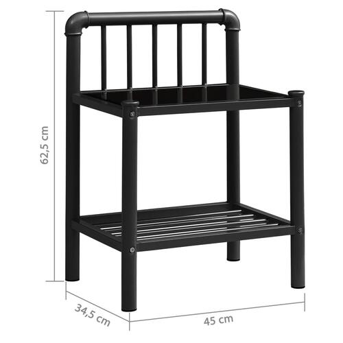 Sengeskab 45x34,5x62,5 cm metal og glas sort
