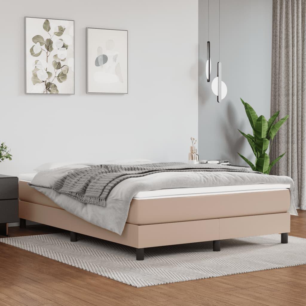 Sengeramme 140x200 cm kunstlæder cappuccinofarvet