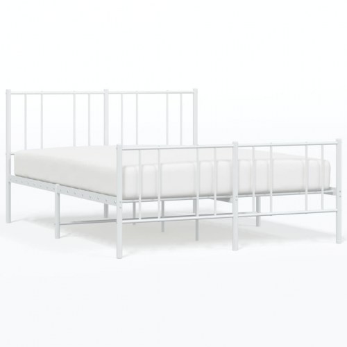 Sengeramme i metal med sengegavl og fodgærde 160×200 cm - hvid
