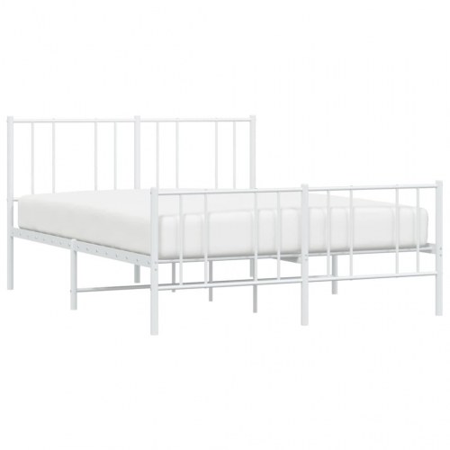 Sengeramme i metal med sengegavl og fodgærde 160×200 cm - hvid