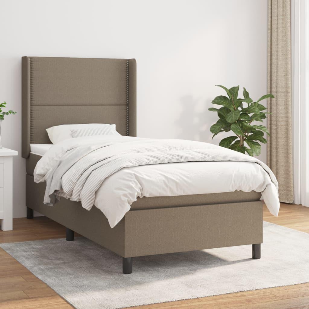 Kontinentalseng med madras 90x190 cm stof gråbrun