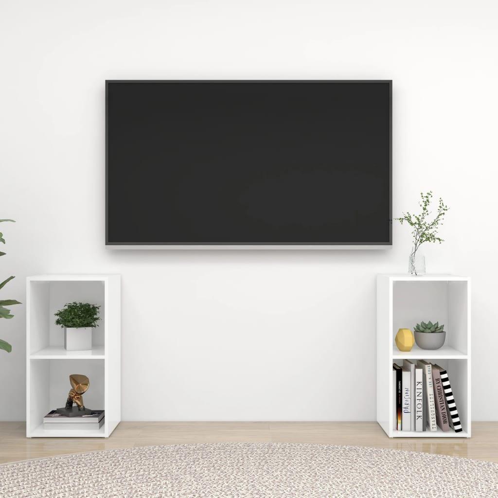 Tv-skabe 2 stk. 72x35x36,5 cm konstrueret træ hvid højglans
