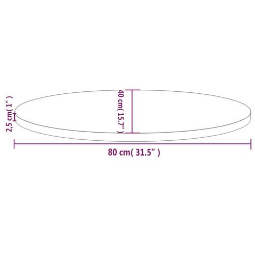 Bordplade 80x40x2,5 cm oval massivt fyrretræ