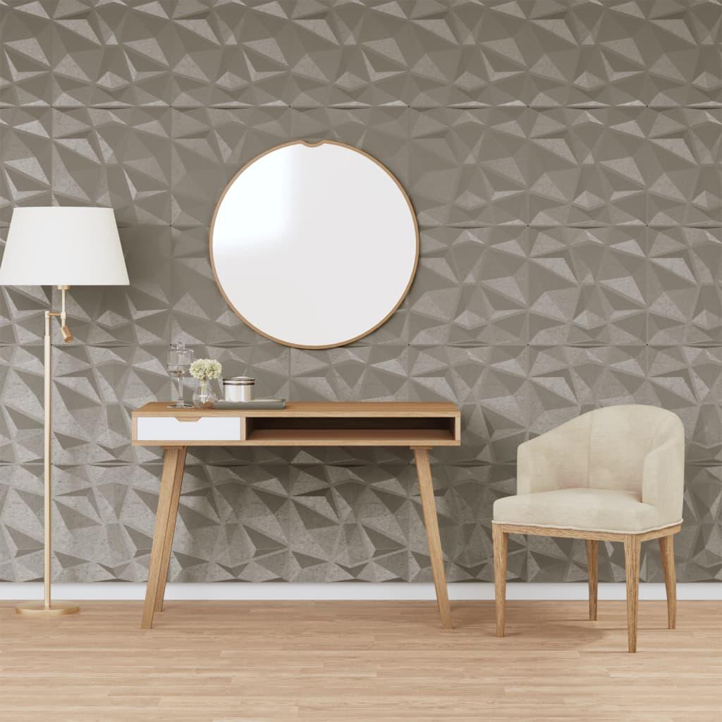Vægpaneler 24 stk. 50x50 cm 6 m² XPS diamant betongrå