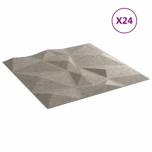 Vægpaneler 24 stk. 50x50 cm 6 m² XPS diamant betongrå