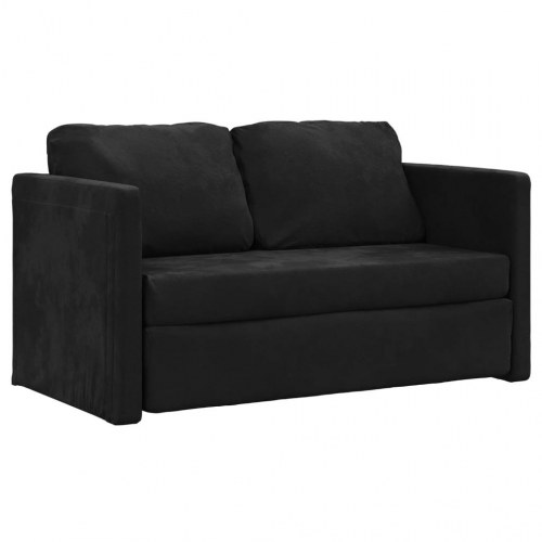 2-i-1 sovesofa i velour - sort, 122×204×55 cm
