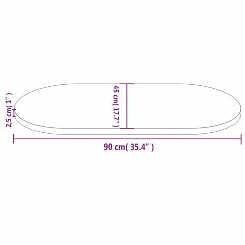 Bordplade 90x45x2,5 cm oval massivt fyrretræ