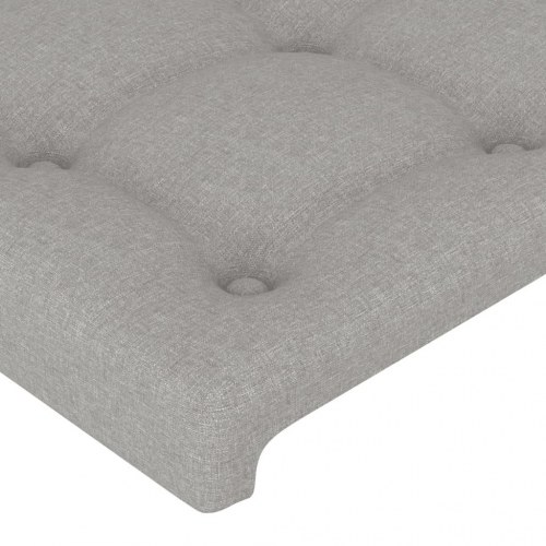 Sengeramme med sengegavl 140x200 cm - stof, lysegrå