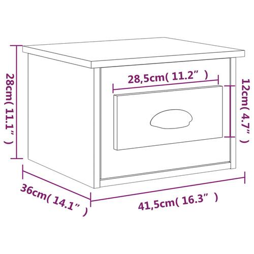 Væghængt sengebord 41,5x36x28 cm røget egetræsfarve