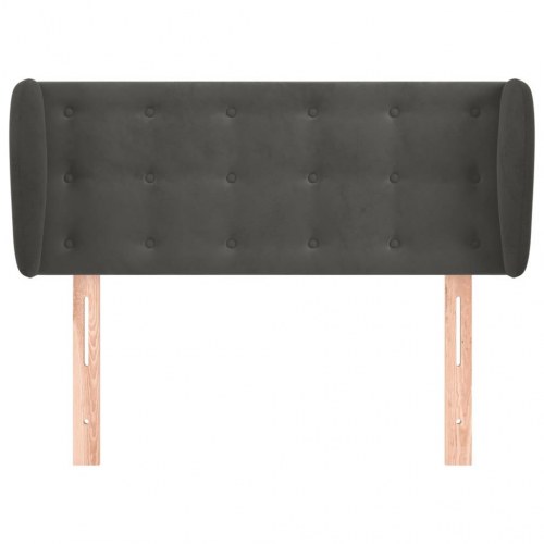 Sengegavl med kanter i fløjl 83 x 23 x 78/88 cm - mørkegrå