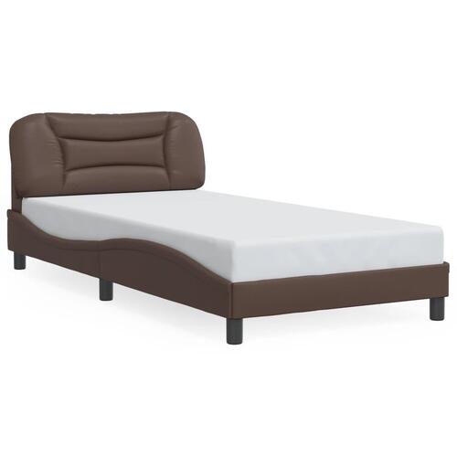 Sengeramme med LED-lys 100x200 cm kunstlæder brun