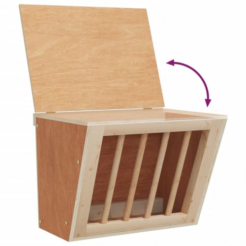 Høfoderautomat til kaniner 25 x 18,5 x 20,5 cm - massivt fyrretræ