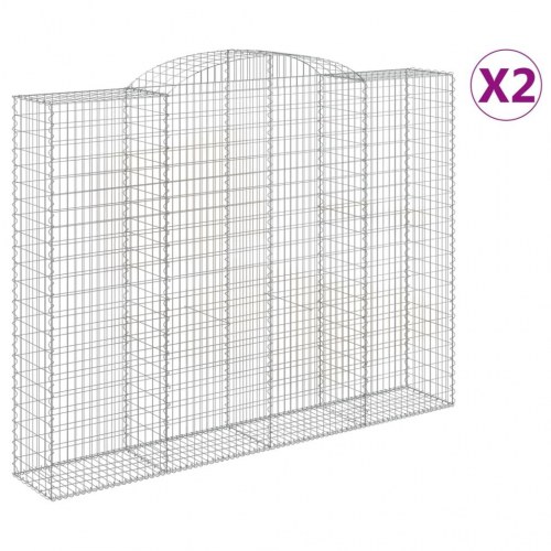 Buede gabionkurve - 2 stk. 300×50×220/240 cm i galvaniseret jern