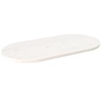 Bordplade 90x45x2,5 cm oval massivt fyrretræ hvid