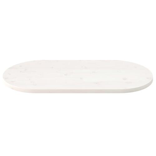 Bordplade 90x45x2,5 cm oval massivt fyrretræ hvid