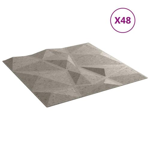 Vægpaneler 48 stk. 50x50 cm 12 m² XPS diamant betongrå
