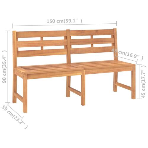 Havebænk 150 cm massivt teaktræ