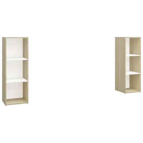 Tv-skabe 2 stk. 107x35x37 cm konstrueret træ hvid og sonoma-eg