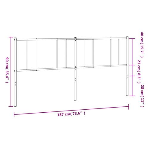 Sengegavl 180 cm metal sort