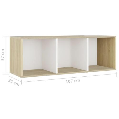 Tv-skabe 2 stk. 107x35x37 cm konstrueret træ hvid og sonoma-eg