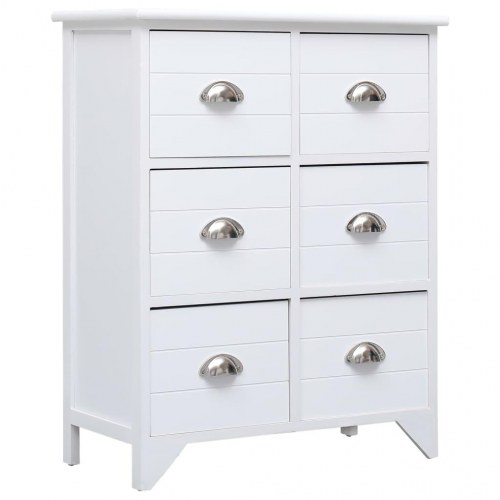 Sideskab med 6 skuffer 60 x 30 x 75 cm kejsertræ hvid