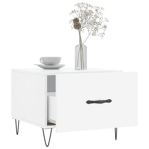 Sofaborde 2 stk. 50x50x40 cm konstrueret træ hvid højglans