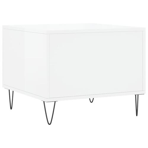 Sofaborde 2 stk. 50x50x40 cm konstrueret træ hvid højglans