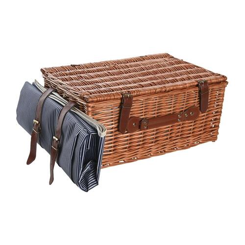 Kurv Picnic Brun Marineblå flet 46 x 30 x 20 cm