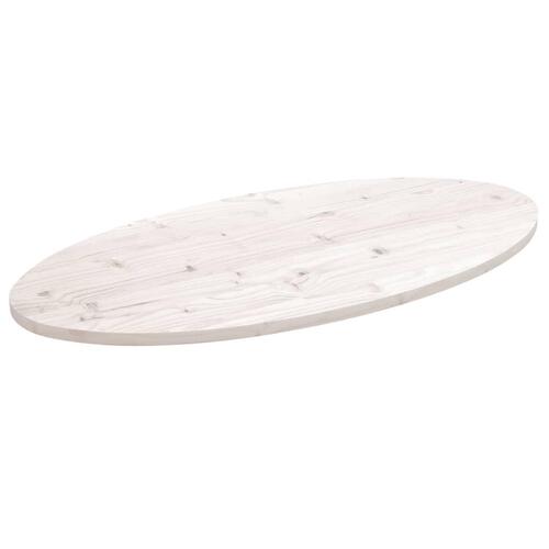 Bordplade 100x50x2,5 cm oval massivt fyrretræ hvid