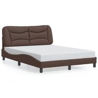 Sengeramme med LED-lys 120x200 cm kunstlæder brun