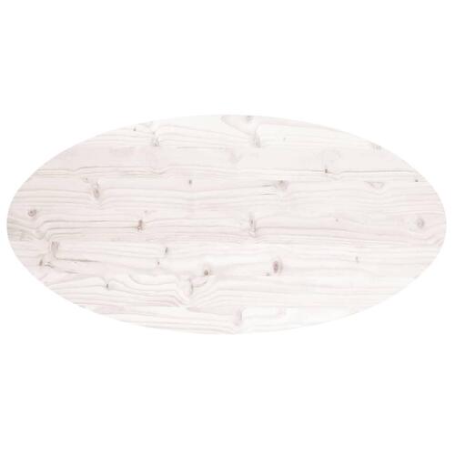 Bordplade 100x50x2,5 cm oval massivt fyrretræ hvid