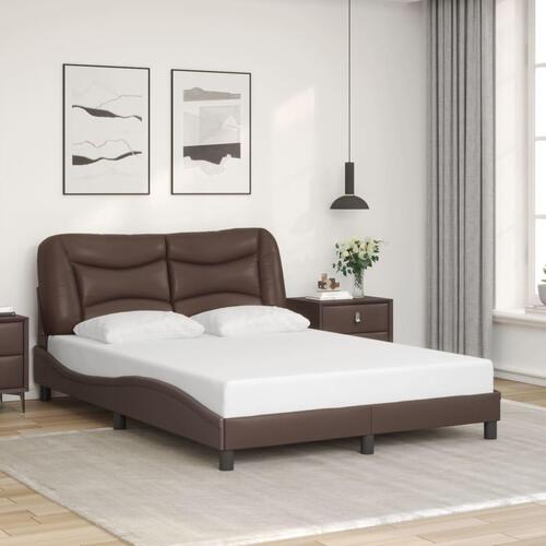 Sengeramme med LED-lys 120x200 cm kunstlæder brun