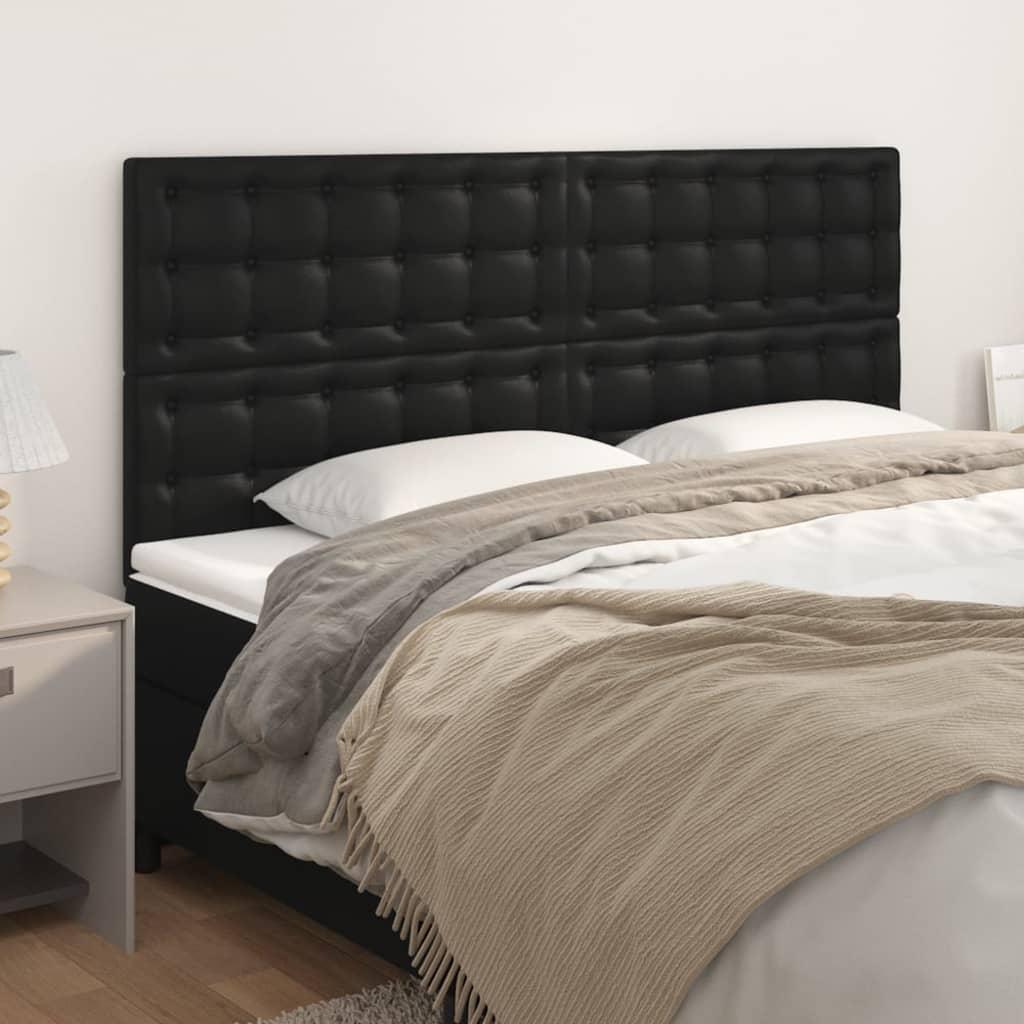 Sengegavle 4 stk. 90x5x78/88 cm kunstlæder sort billede