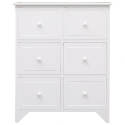 Kommode 60x30x75 cm 6 skuffer kejsertræ hvid