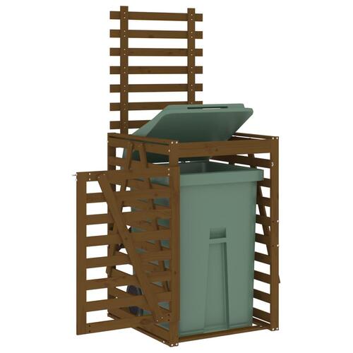 Skraldespandsskjuler 84x90x128,5 cm massivt fyrretræ brun