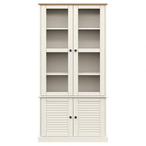 Glasskab VIGO 85×35×170 cm i massivt fyrretræ - hvid