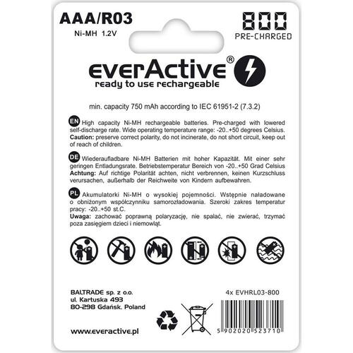 Genopladelige batterier EverActive EVHRL03-800 R03 AAA 1,2 V