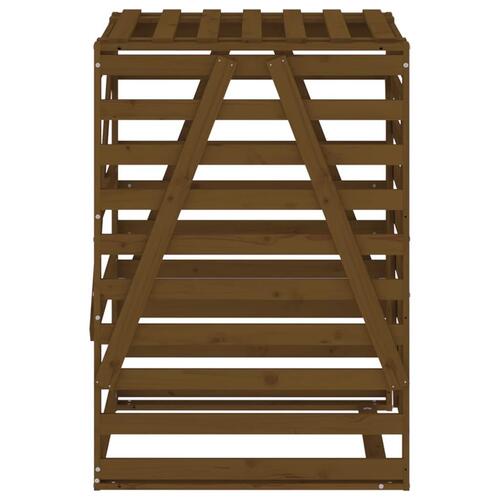 Skraldespandsskjuler 84x90x128,5 cm massivt fyrretræ brun