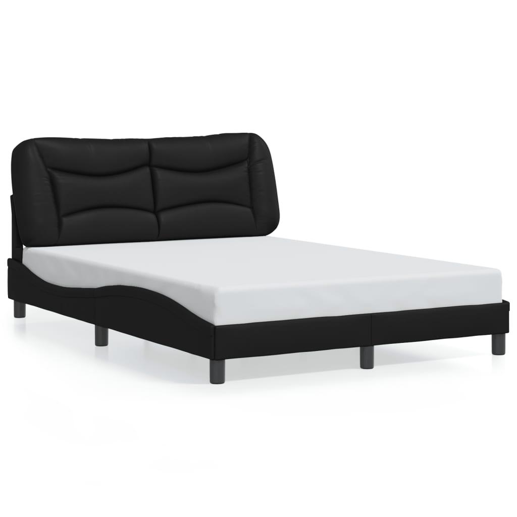 Sengeramme med LED-lys 120x200 cm kunstlæder sort