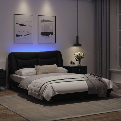 Sengeramme med LED-lys 120x200 cm kunstlæder sort