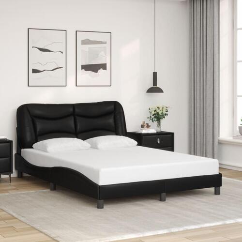 Sengeramme med LED-lys 120x200 cm kunstlæder sort