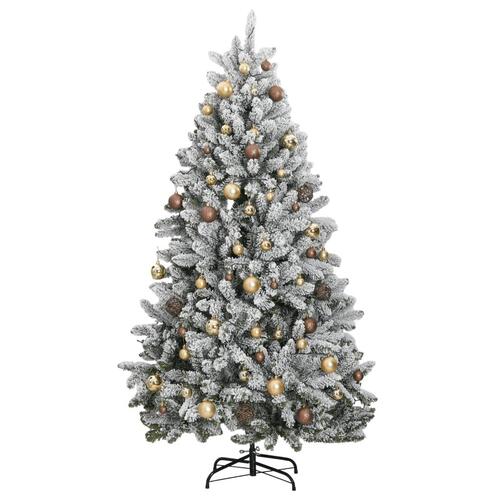 Kunstigt juletræ 300 LED'er og kuglesæt hængslet 240 cm