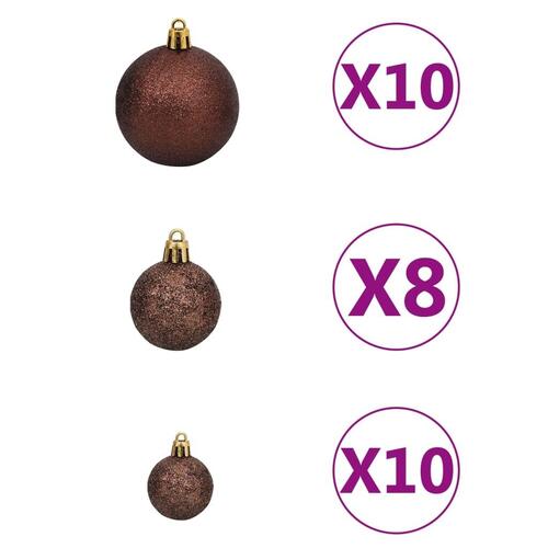 Kunstigt juletræ 300 LED'er og kuglesæt hængslet 240 cm