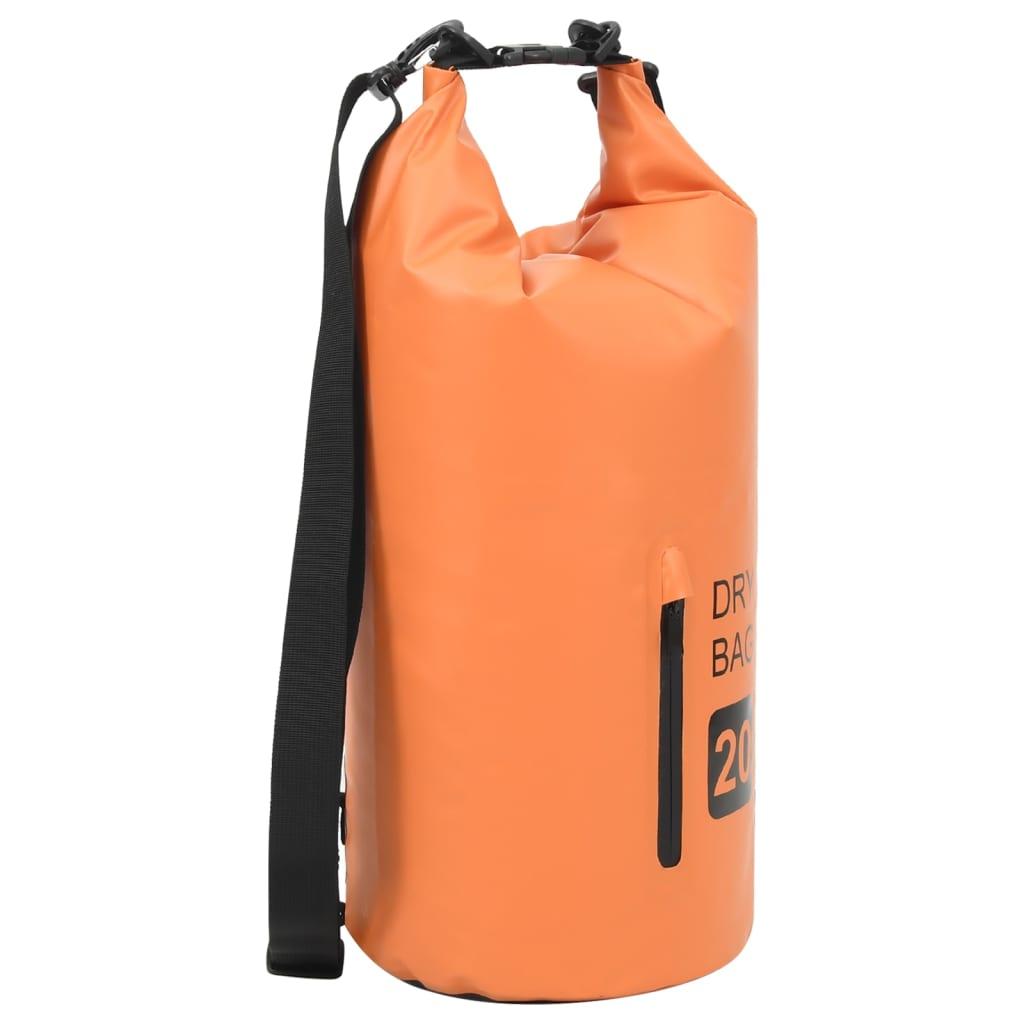 Vandtæt tørpose m. lynlås 20 l PVC orange