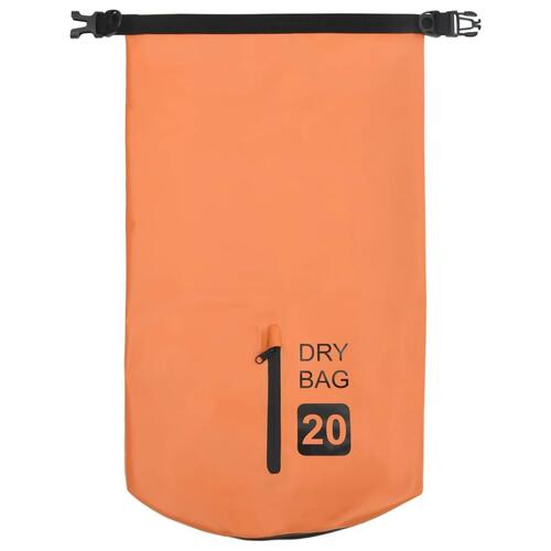 Vandtæt tørpose m. lynlås 20 l PVC orange