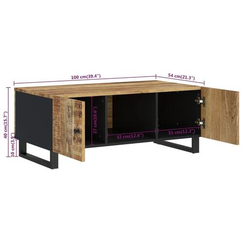 Sofabord 100x54x40 cm massivt mangotræ og konstrueret træ
